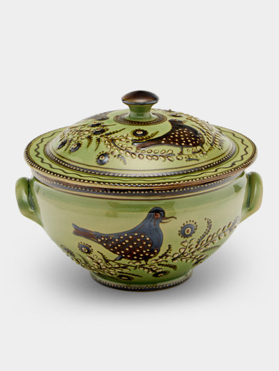 Poterie d’Évires - Flowers Hand-Painted Ceramic Lidded Vegetable Dish - Green - ABASK - 