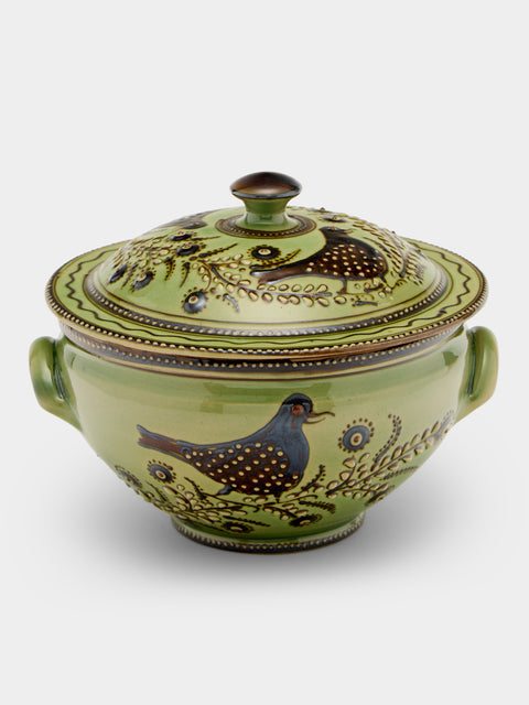 Poterie d’Évires - Flowers Hand-Painted Ceramic Lidded Vegetable Dish - Green - ABASK - 