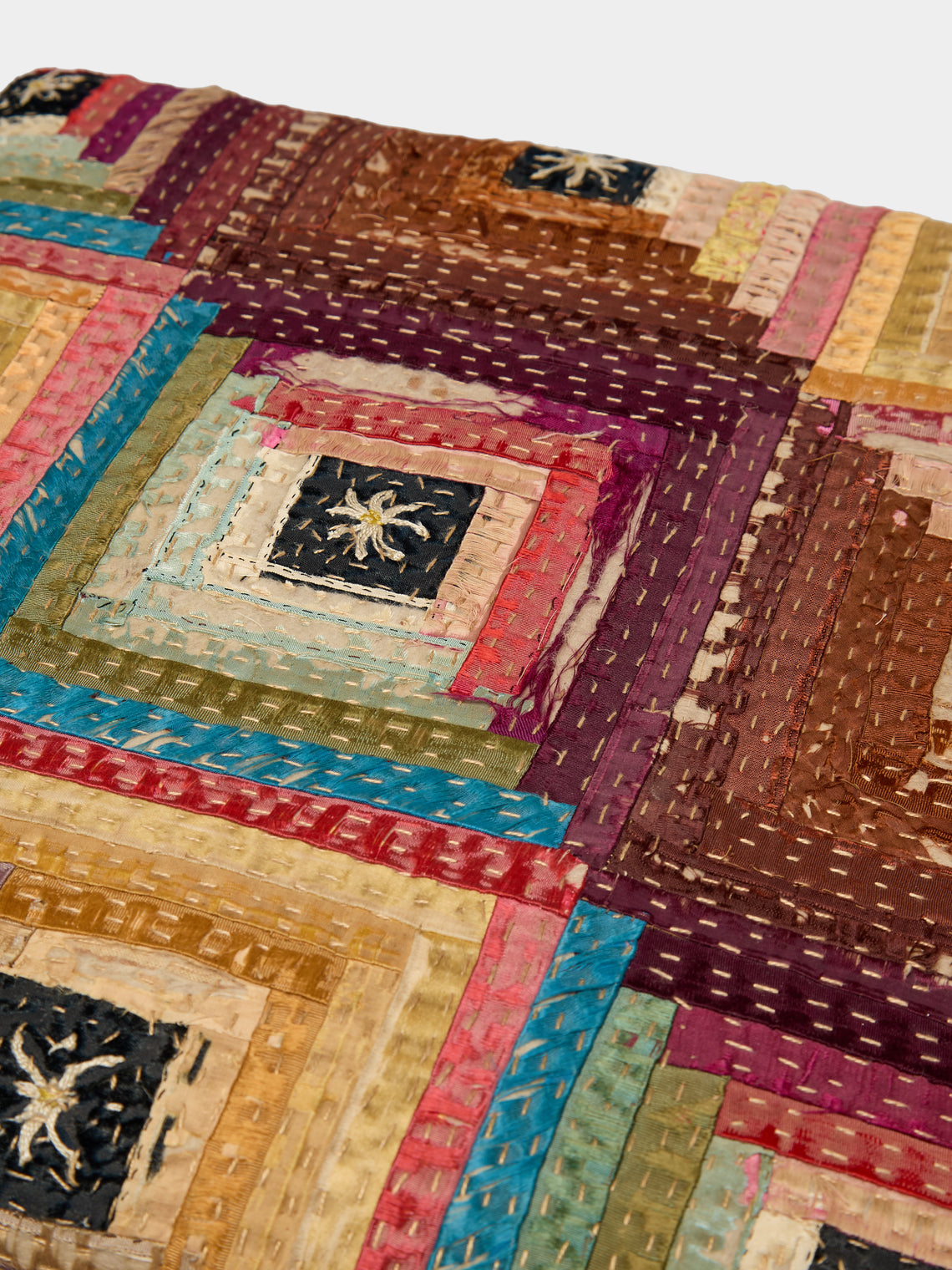 By Walid - 19th-Century Patchwork Silk Storage Stool - Multiple - ABASK