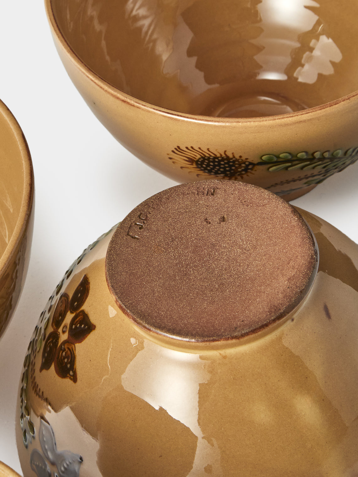 Poterie d’Évires - Flowers Hand-Painted Ceramic Grand Bowls (Set of 4) - Cream - ABASK