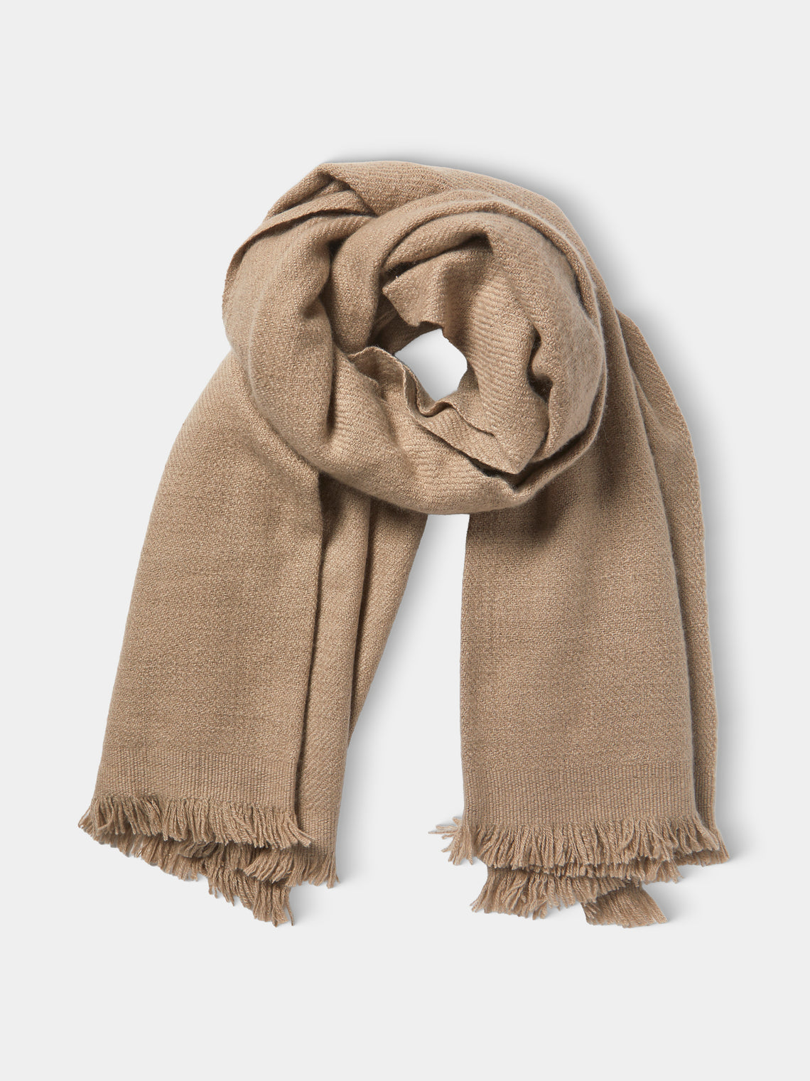 Me & K - Heavy Cashmere Solid Twill Scarf - Natural - ABASK - 