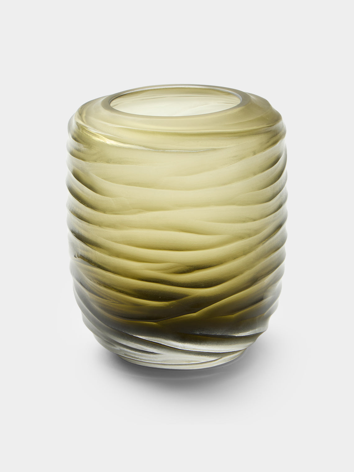 Micheluzzi Glass - Rullo Laguna Onde Hand-Blown Murano Glass Vase (6in/16cm) - Green - ABASK - 