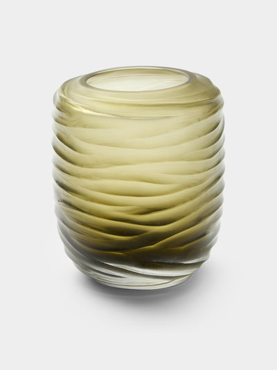 Micheluzzi Glass - Rullo Laguna Onde Hand-Blown Murano Glass Vase (6in/16cm) - Green - ABASK - 