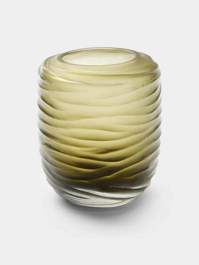 Micheluzzi Glass - Rullo Laguna Onde Hand-Blown Murano Glass Vase (6in/16cm) - Green - ABASK - 