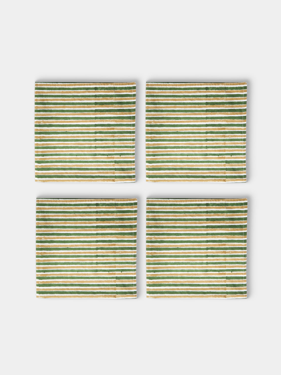 Chamois - Block-Printed Cotton Napkins (Set of 4) - Green - ABASK - 