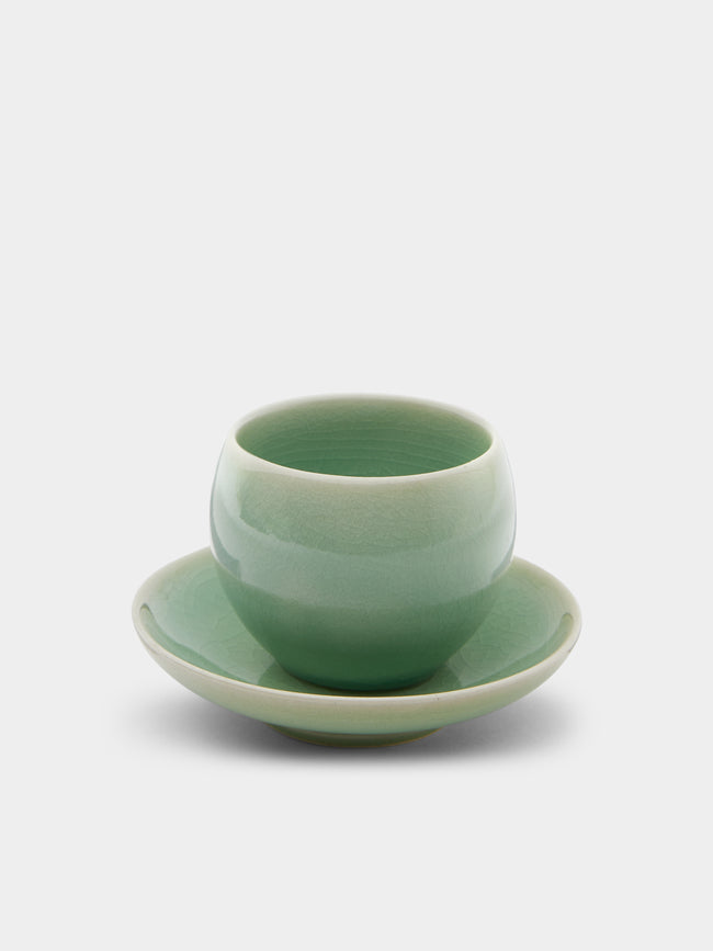 Jinho Choi - Celadon Teacups and Saucers (Set of 4) -  - ABASK - 