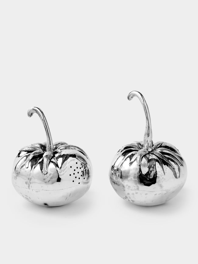 Milanese Silver - Tomatoe Sterling Silver Salt and Pepper Shakers (Set of 2) - Silver - ABASK - 
