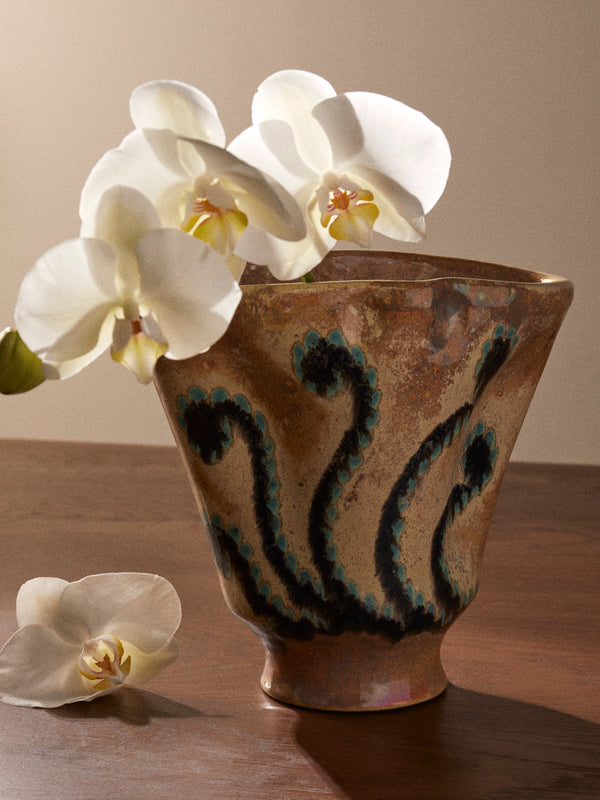 Antique and Vintage - 1970s Ceramic Vase - Brown - ABASK