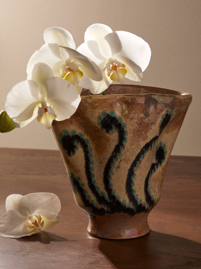 Antique and Vintage - 1970s Ceramic Vase - Brown - ABASK