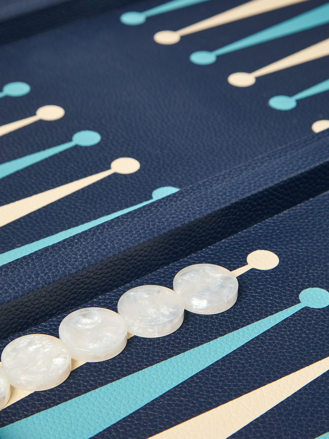 Belotier - Leather Large Backgammon Set - Navy - ABASK