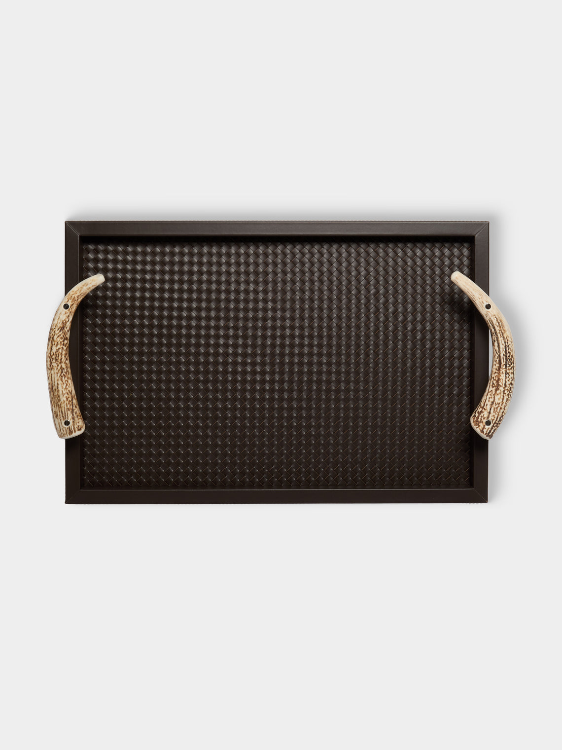 Riviere - Dafne Handwoven Wood and Deer Horn Tray (23.5in/60cm) - Brown - ABASK - 