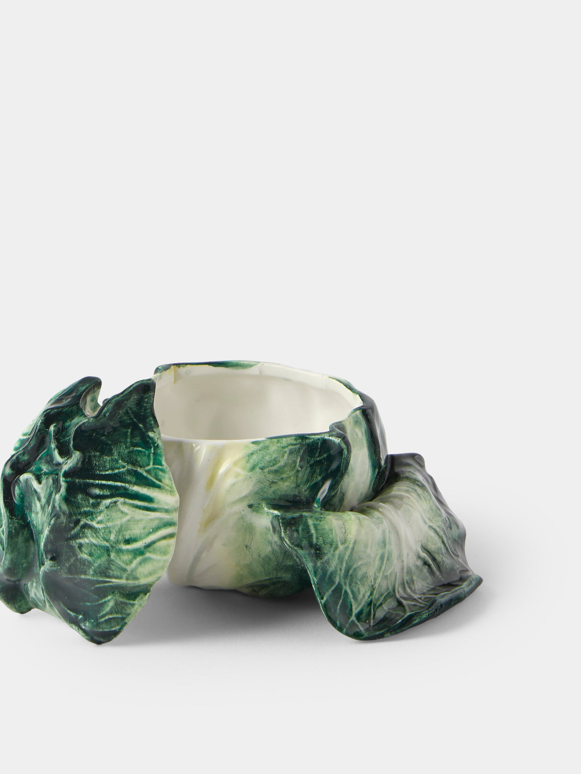Antique and Vintage - 1940s Este Ceramiche Majolica Ceramic Cabbage Serving Tureen - Green - ABASK