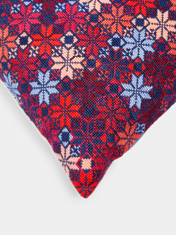 Kissweh - Moon of Bethlehem Hand-Embroidered Cotton Cushion -  - ABASK