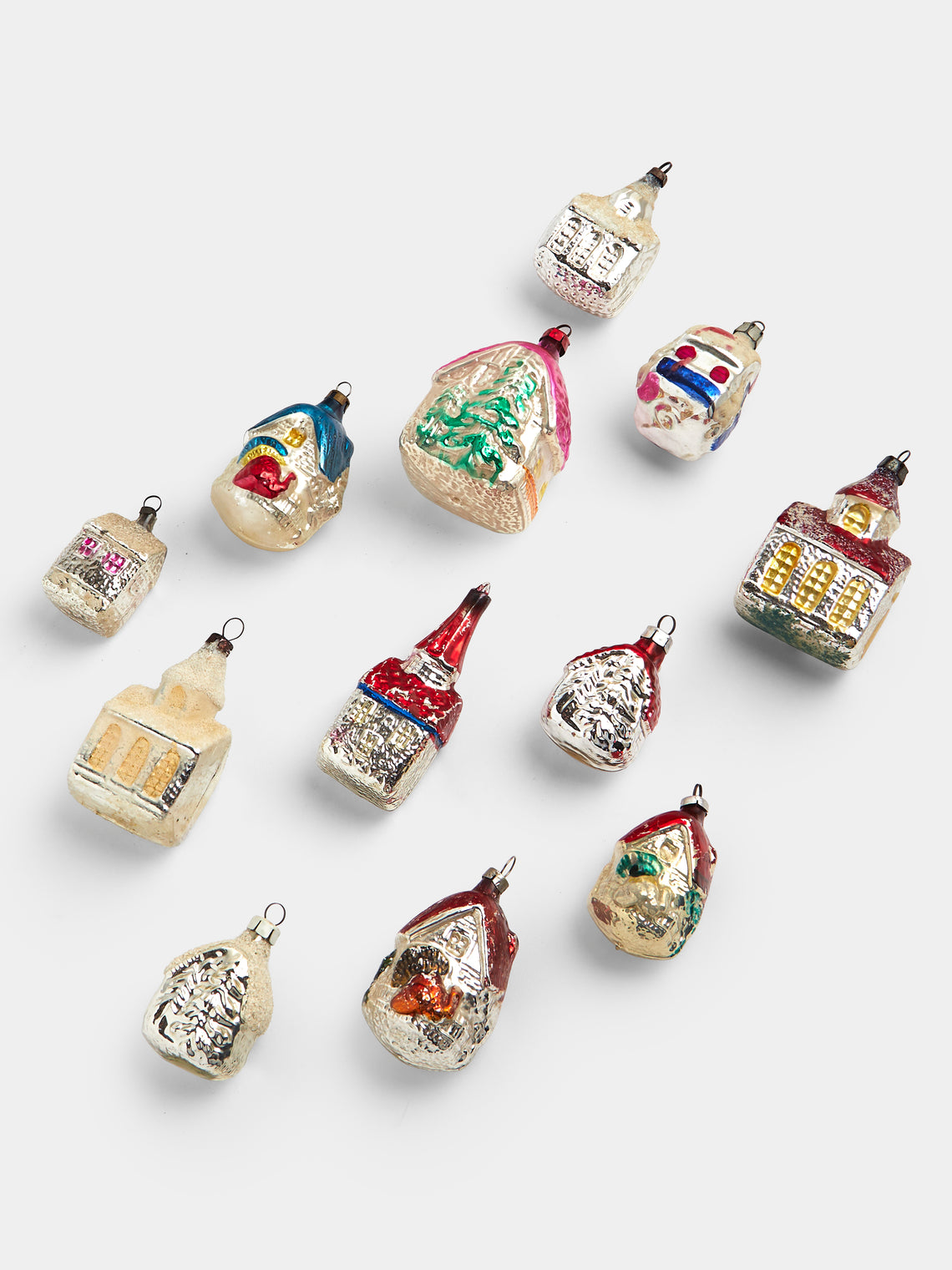 Antique and Vintage - Early-20th-Century Houses Glass Baubles (Set of 12) - Multiple - ABASK