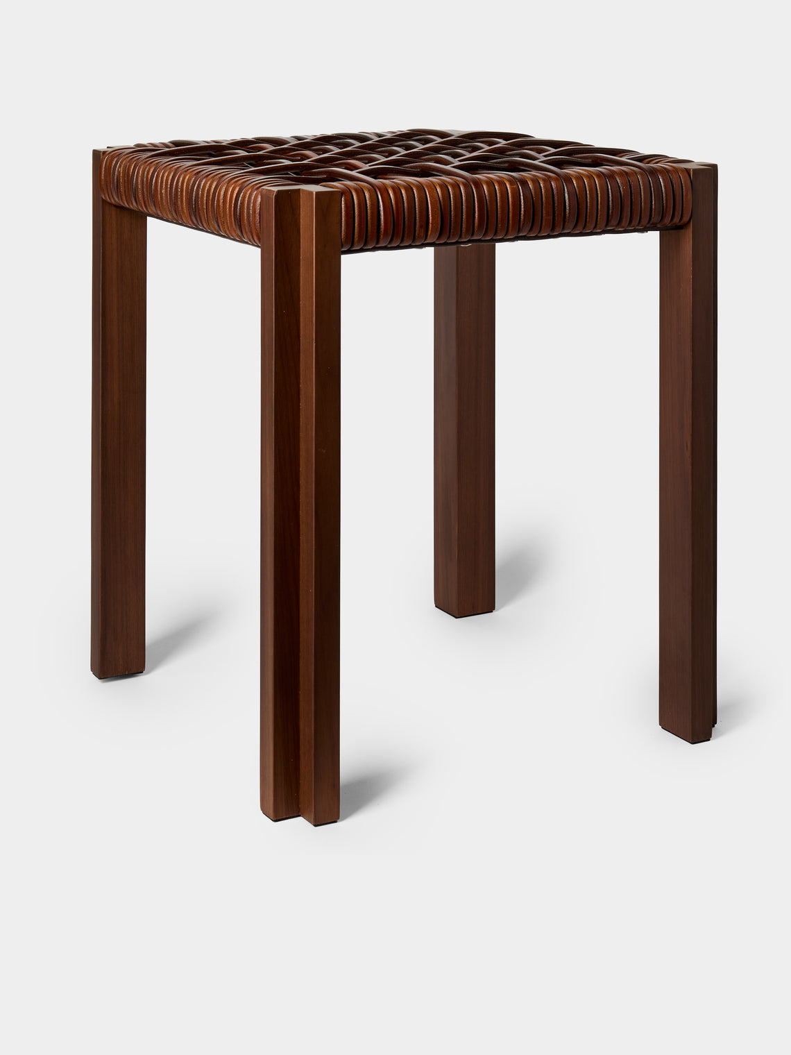 Giobagnara - Structura Leather Crisscross Stool - Brown - ABASK