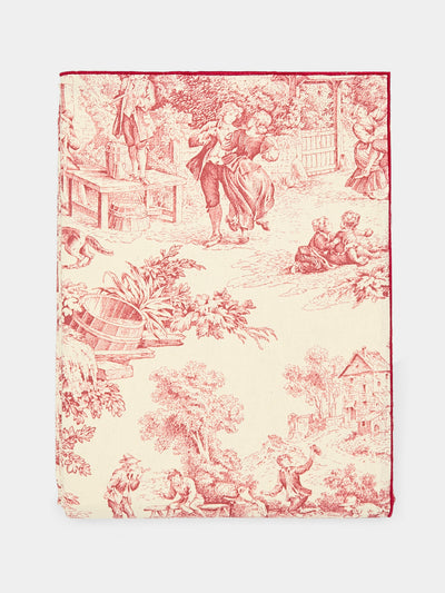 Borgo delle Tovaglie - Toile de Jouy Linen Rectangular Tablecloth - Red - ABASK - 