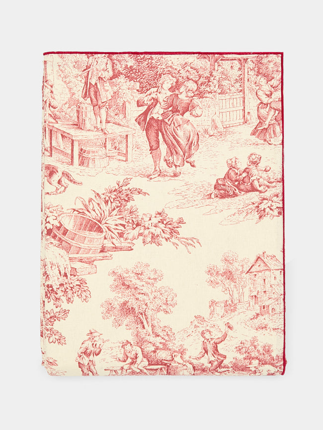Borgo delle Tovaglie - Toile de Jouy Linen Rectangular Tablecloth - Red - ABASK - 