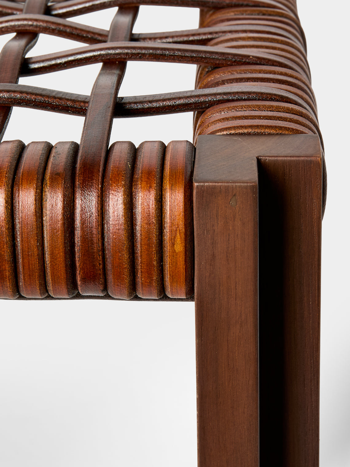 Giobagnara - Structura Leather Crisscross Stool - Brown - ABASK