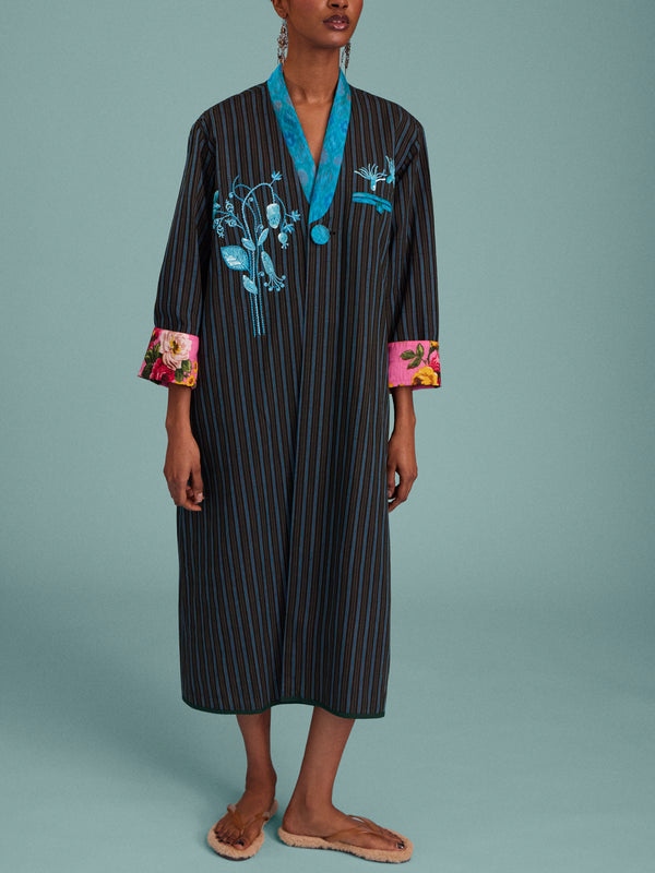 Nazzy Beglari - Hand-Loomed Ikat Cotton Reversible Chapan-Style Robe | One Size - Multiple - ABASK