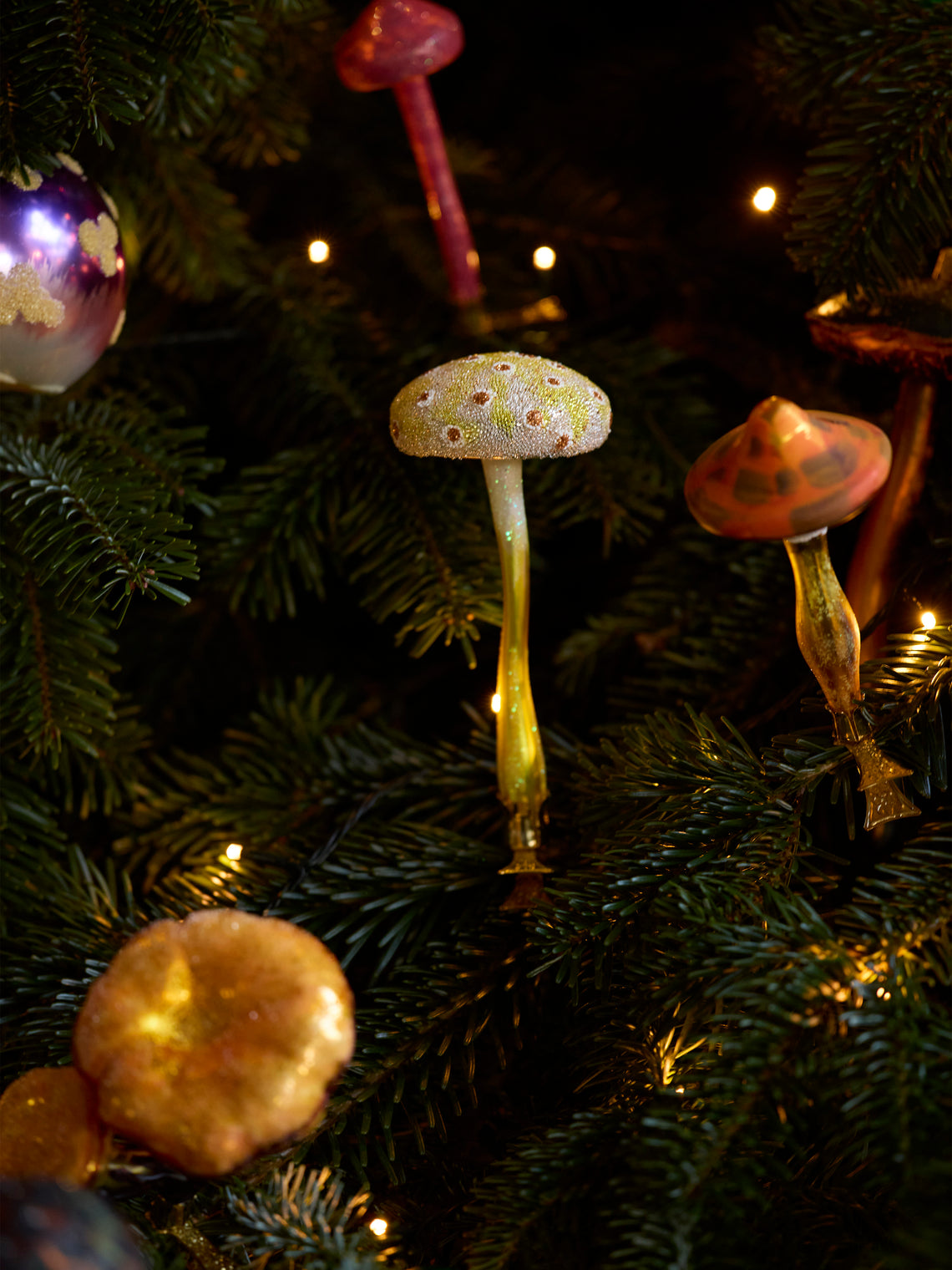 ABASK Decorations - Mushroom Hand-Blown Glass Clip-On Tree Decorations (Set of 8) - Multiple - ABASK