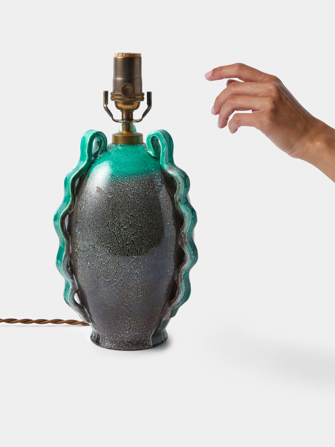 Antique and Vintage - Mid-Century Accolay Ceramic Table Lamp - Blue - ABASK