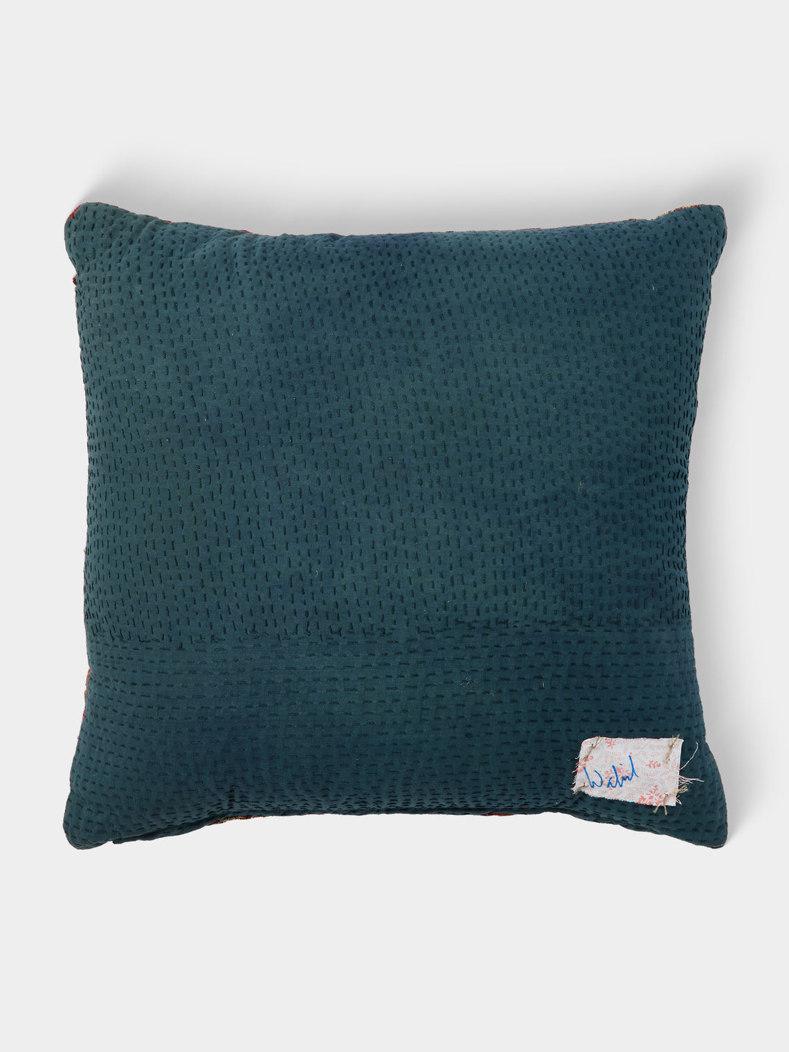 By Walid - 19th-Century Paisley Patchwork Wool and Linen Cushion (15.5in/40cm) - Multiple - ABASK