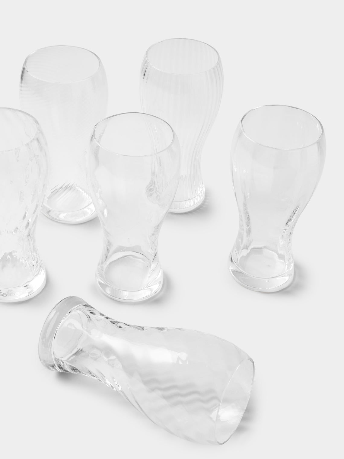 NasonMoretti - | Set of 6 | Marilyn Hand-Blown Murano Beer Glasses - Clear - ABASK