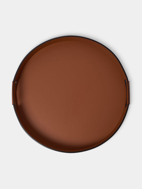 RUDI - Ginepro Leather Round Tray (16.5in/42.5cm) - Tan - ABASK - 