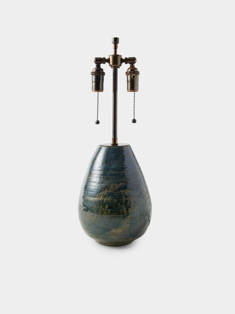 Peter Speliopoulos Projects - Hand-Glazed Stoneware Table Lamp - Blue - ABASK - 