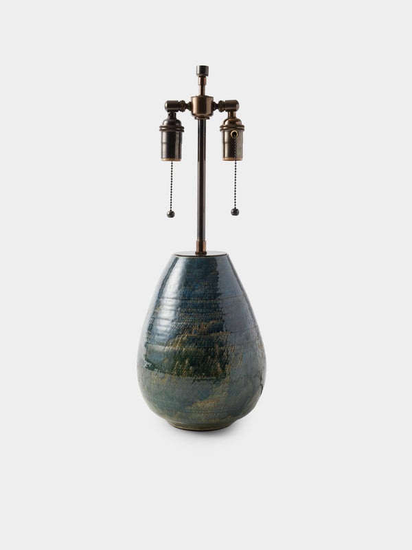 Peter Speliopoulos Projects - Hand-Glazed Stoneware Table Lamp - Blue - ABASK - 