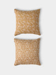 Chamois - Block-Printed Linen Cushions – 19.5in/50cm (Set of 2) - Yellow - ABASK - 