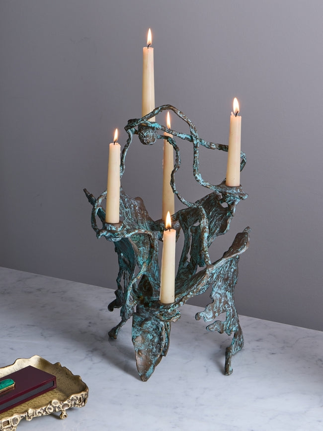 Viya - Kusumavana Brass Large Candle Holder - Brass - ABASK