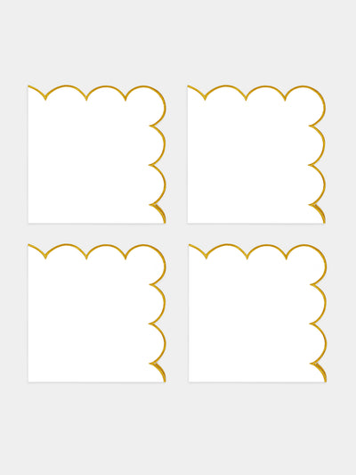 Angela Wickstead - Diletta Scalloped Linen Napkins (Set of 4) - Yellow - ABASK - 