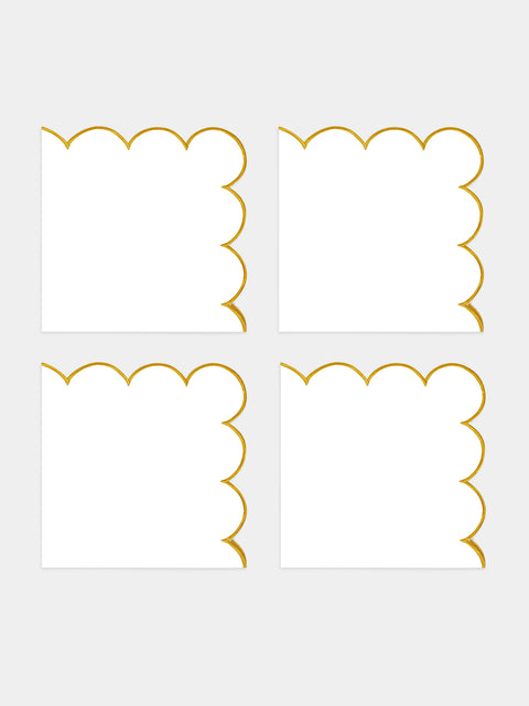 Angela Wickstead - Diletta Scalloped Linen Napkins (Set of 4) - Yellow - ABASK - 