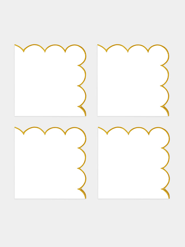 Angela Wickstead - Diletta Scalloped Linen Napkins (Set of 4) - Yellow - ABASK - 