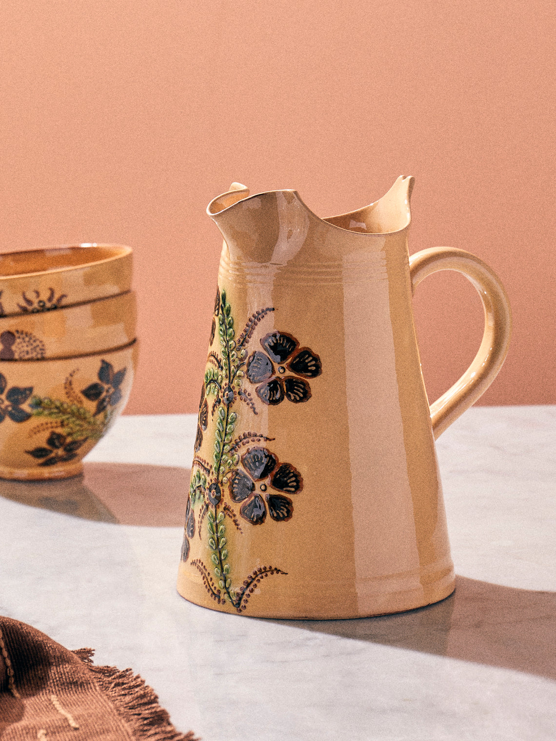 Poterie d’Évires - Rabbits Hand-Painted Ceramic Large Milk Jug - Cream - ABASK