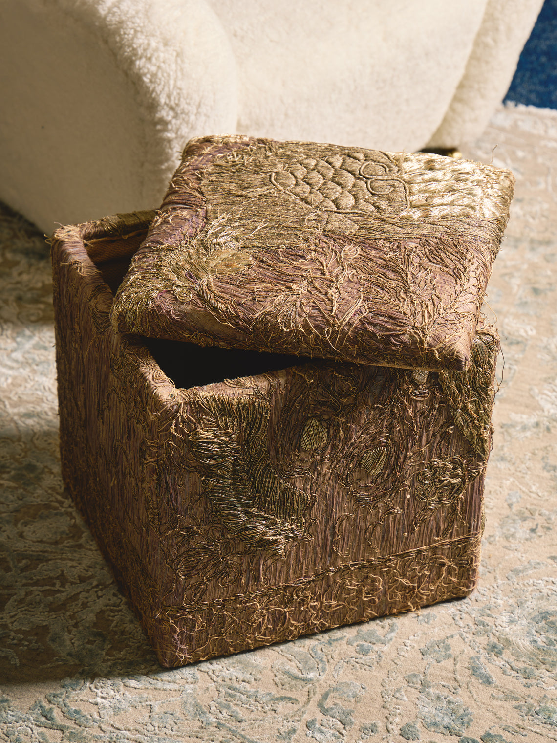 By Walid - 19th-Century Chinese Embroidered Silk Storage Stool - Multiple - ABASK