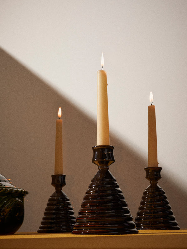 Poterie de Cliousclat - Slipware Candle Holders (Set of 3) - Black - ABASK