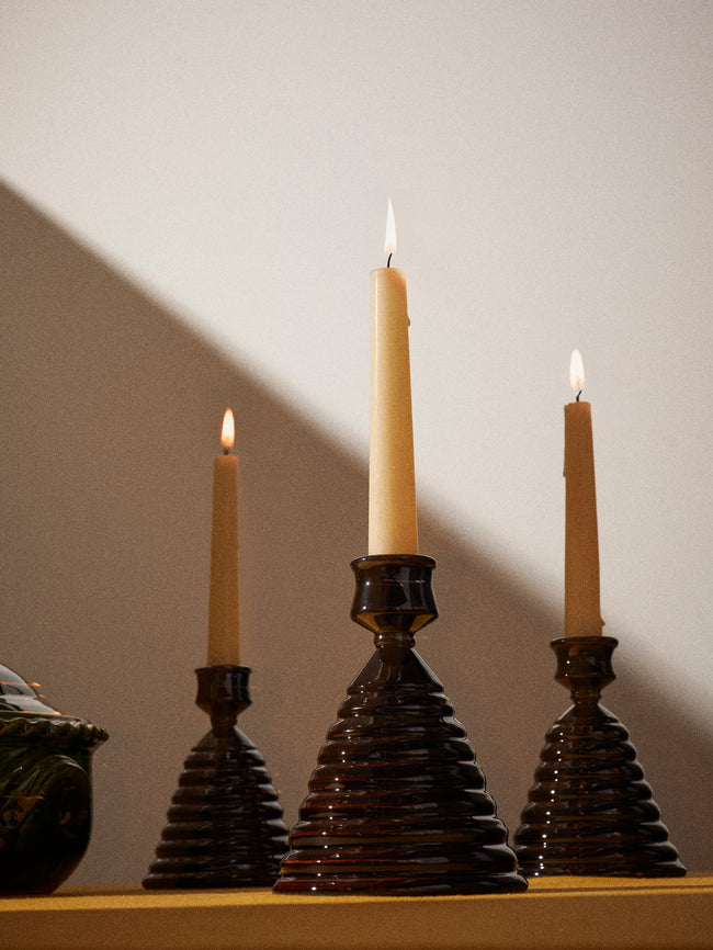 Poterie de Cliousclat - Slipware Candle Holders (Set of 3) - Black - ABASK