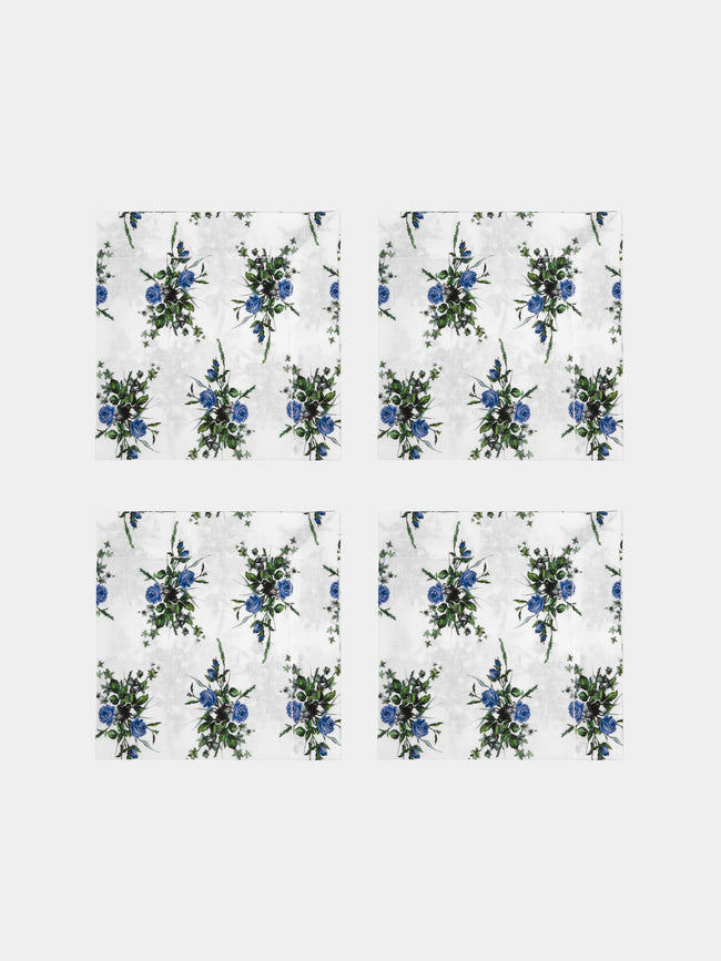 Emilia Wickstead - Floral Linen Napkin (Set of 4) - Light Blue - ABASK