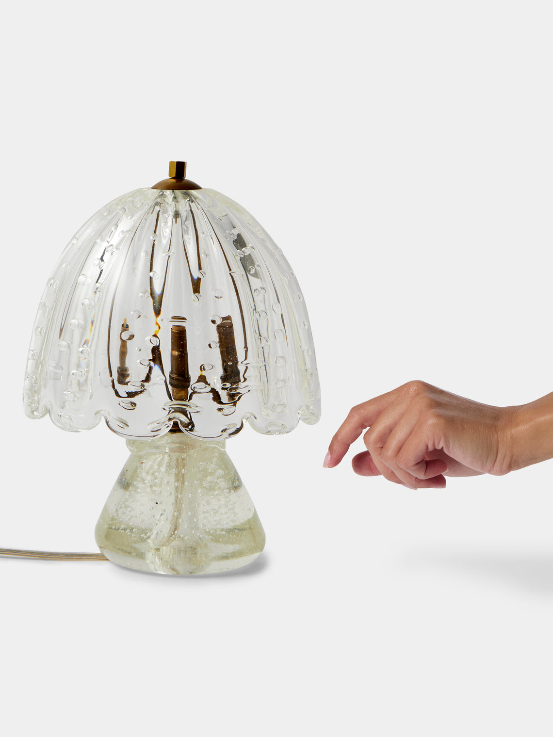 Antique and Vintage - | Set of 2 | 1950s Barovier Murano Glass Table Lamps - Clear - ABASK