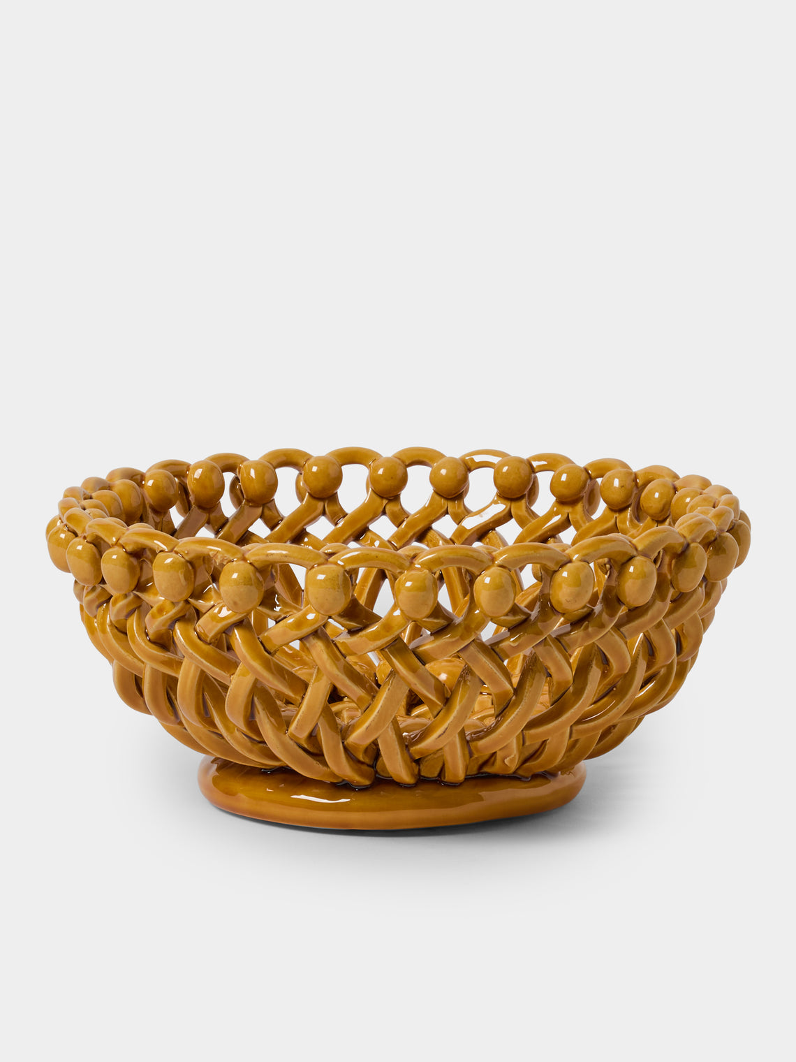 Maison Pichon Uzès - Hand-Glazed Ceramic Braided Serving Bowl - Yellow - ABASK - 