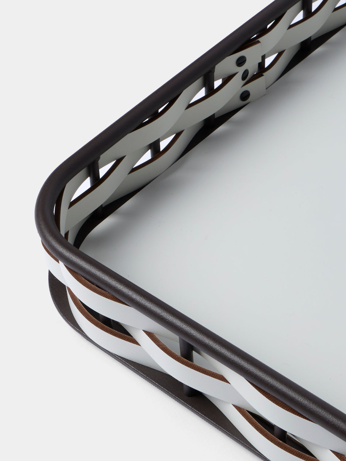 RUDI - Nassa Leather Tray (24in/60.5cm) - White - ABASK