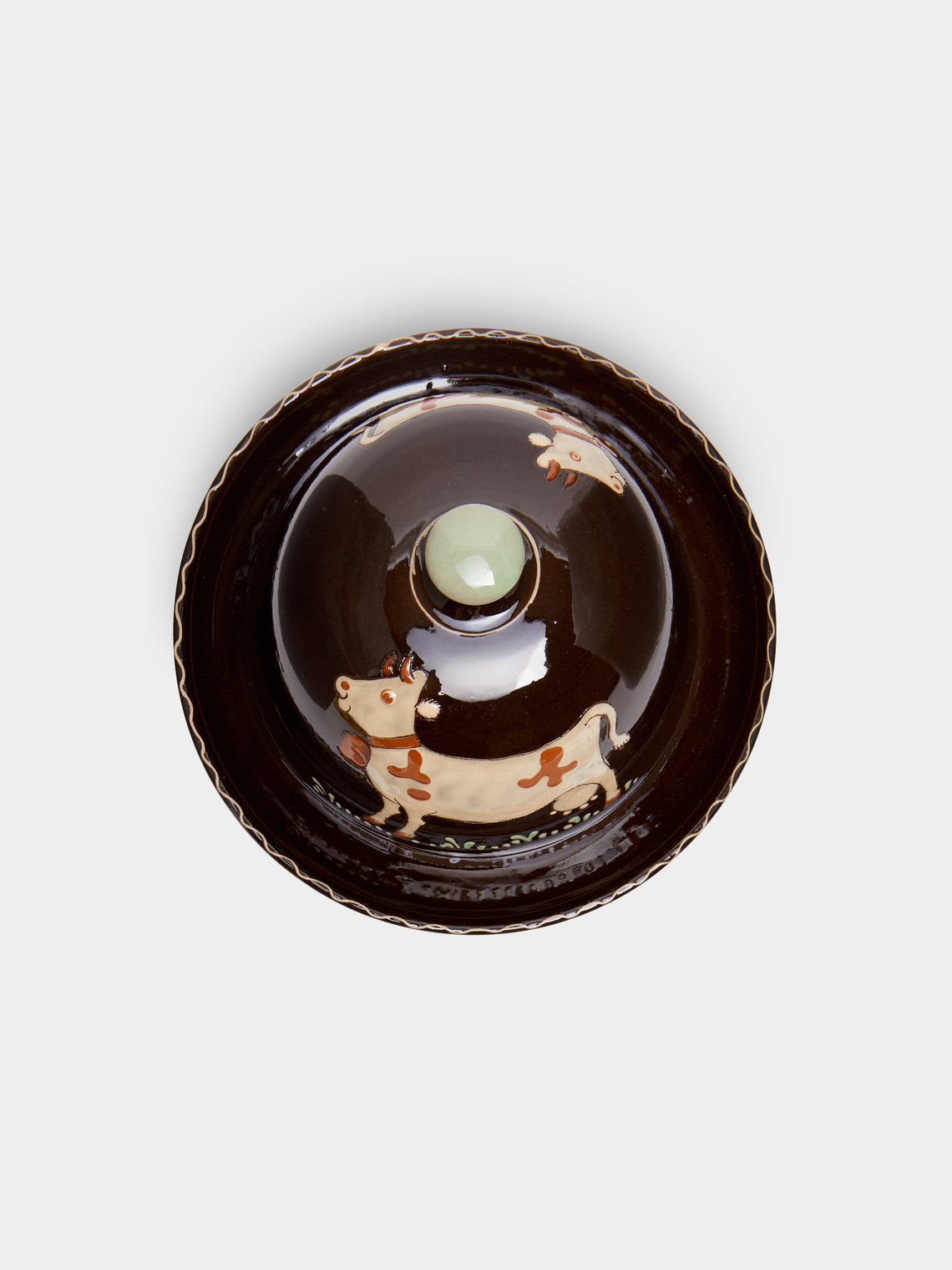 Poterie d’Évires - Cows Hand-Painted Ceramic Large Butter Dish -  - ABASK