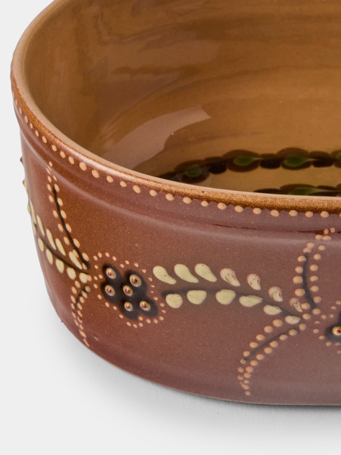 Poterie d’Évires - Flowers Hand-Painted Ceramic Mini Oval Dish - Light Brown - ABASK