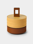 RUDI - | Set of 12 | Nautilus Leather Coasters with Holder - Yellow - ABASK - 