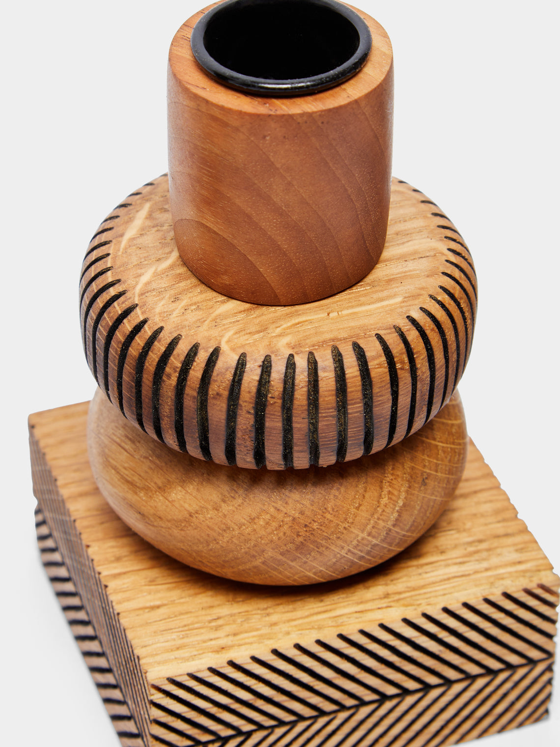 Lucas Castex - Hand-Engraved Wood Candlesticks (Set of 3) -  - ABASK