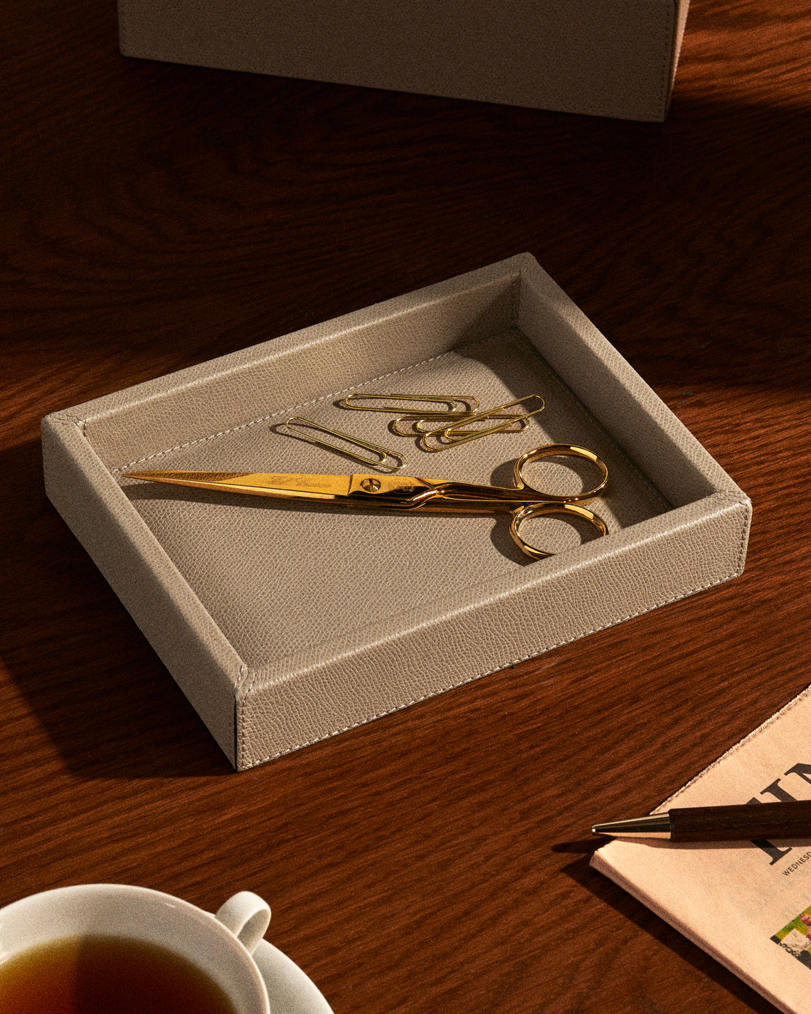 Giobagnara - Soft Leather Valet Tray (8in/20cm) - Beige - ABASK