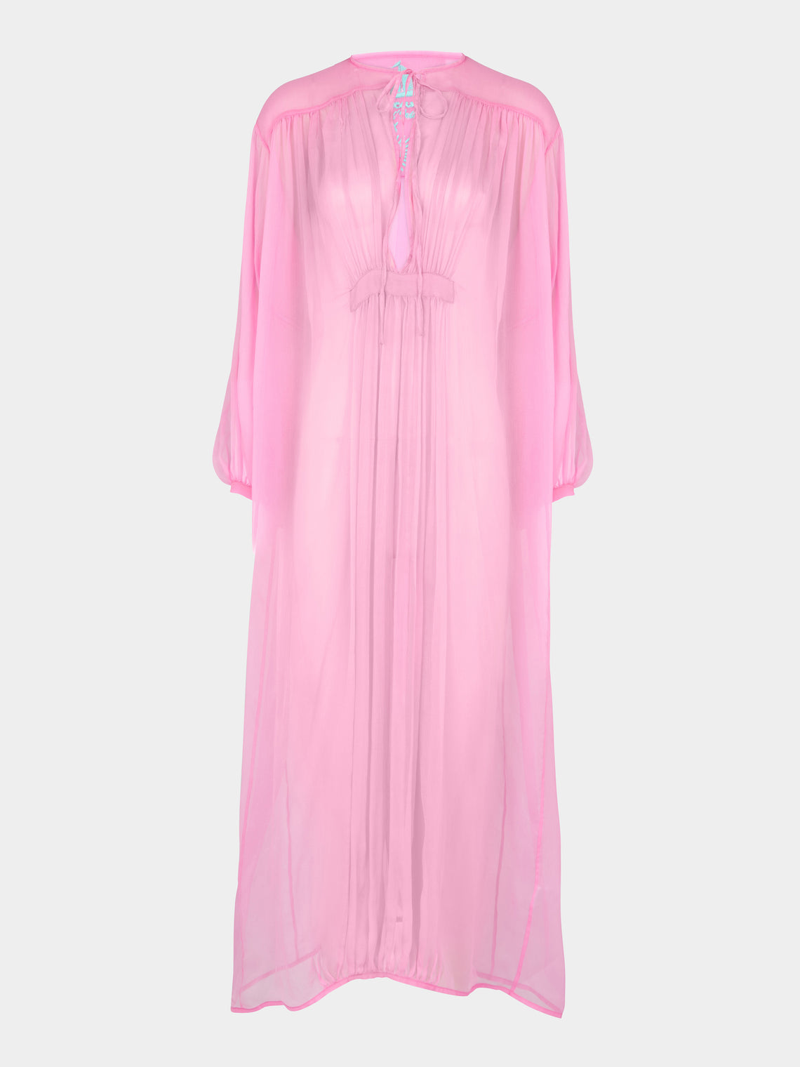 Les Vacances D'Irina - The Hazy Nipple Silk Long Dress | One Size - Pink - ABASK - 