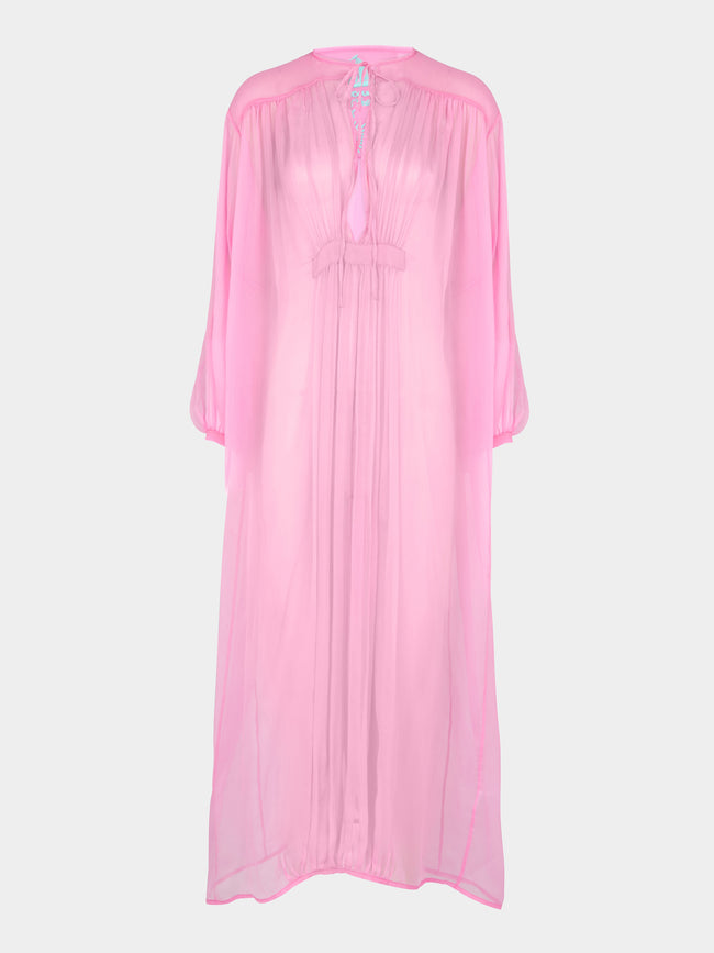 Les Vacances D'Irina - The Hazy Nipple Silk Long Dress | One Size - Pink - ABASK - 